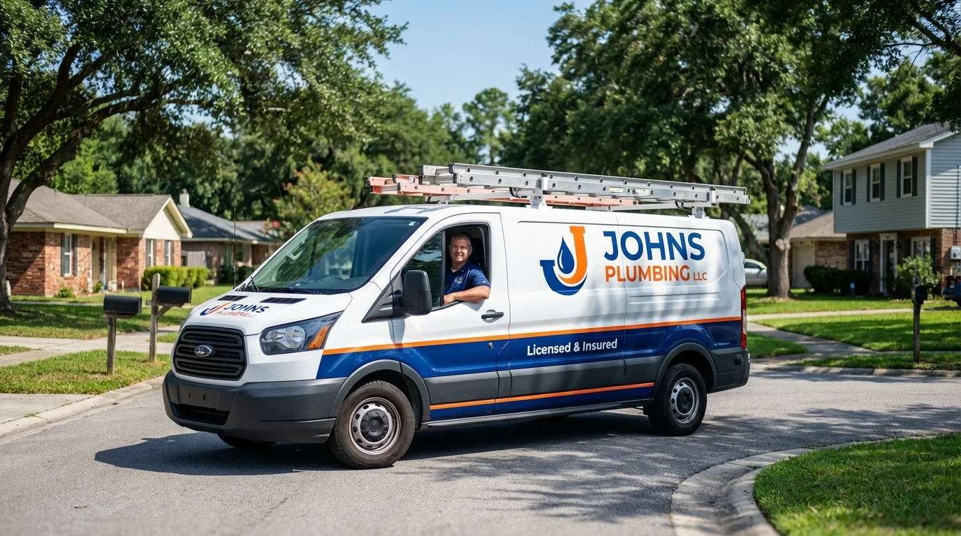 Johns Plumbing LLC service van in Hartsville, SC