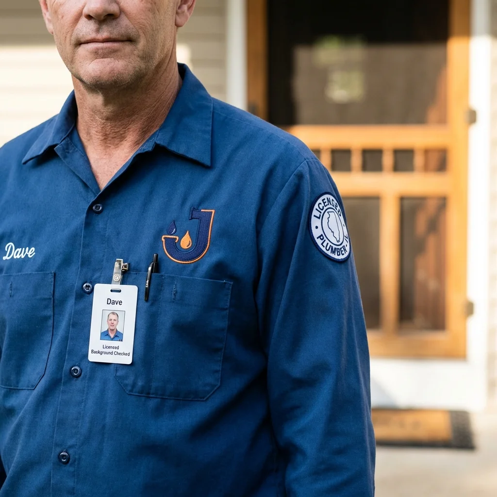 Licensed plumber showing ID badge in Hartsville, SC