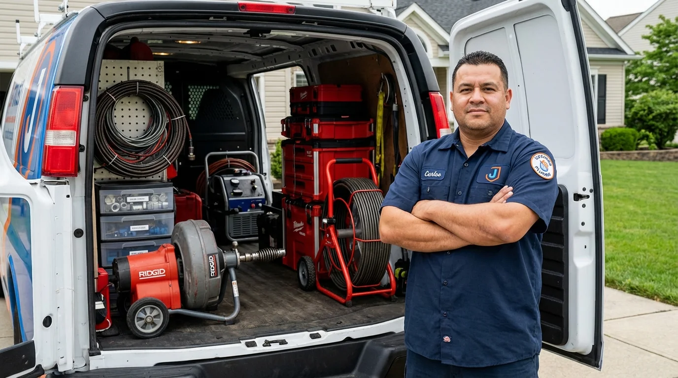 Professional drain cleaning equipment and Johns Plumbing LLC plumber in Hartsville