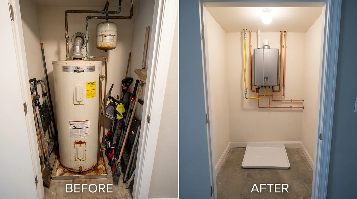 Tank water heater versus wall-mounted tankless unit comparison for Hartsville, SC homeowners